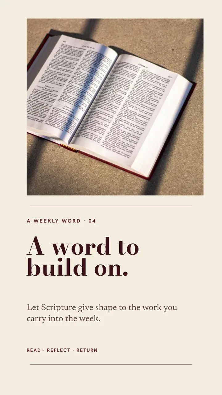 Takeaway post with an open Bible on a concrete floor