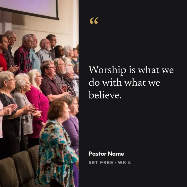Quote post beside a photo of a congregation singing